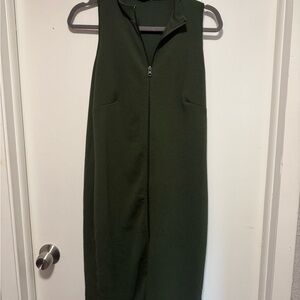 Fashion Nova Olive Green Zip-Front Midi Dress